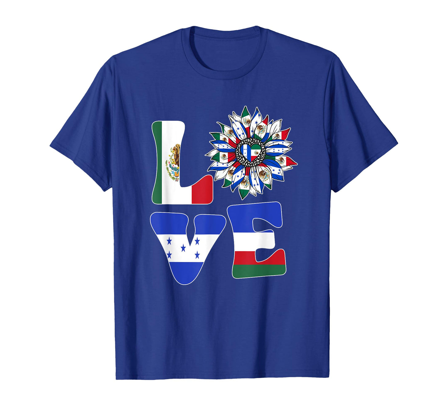 Half Mexican And Honduran Mexico Honduras Flag Sunflower T-Shirt