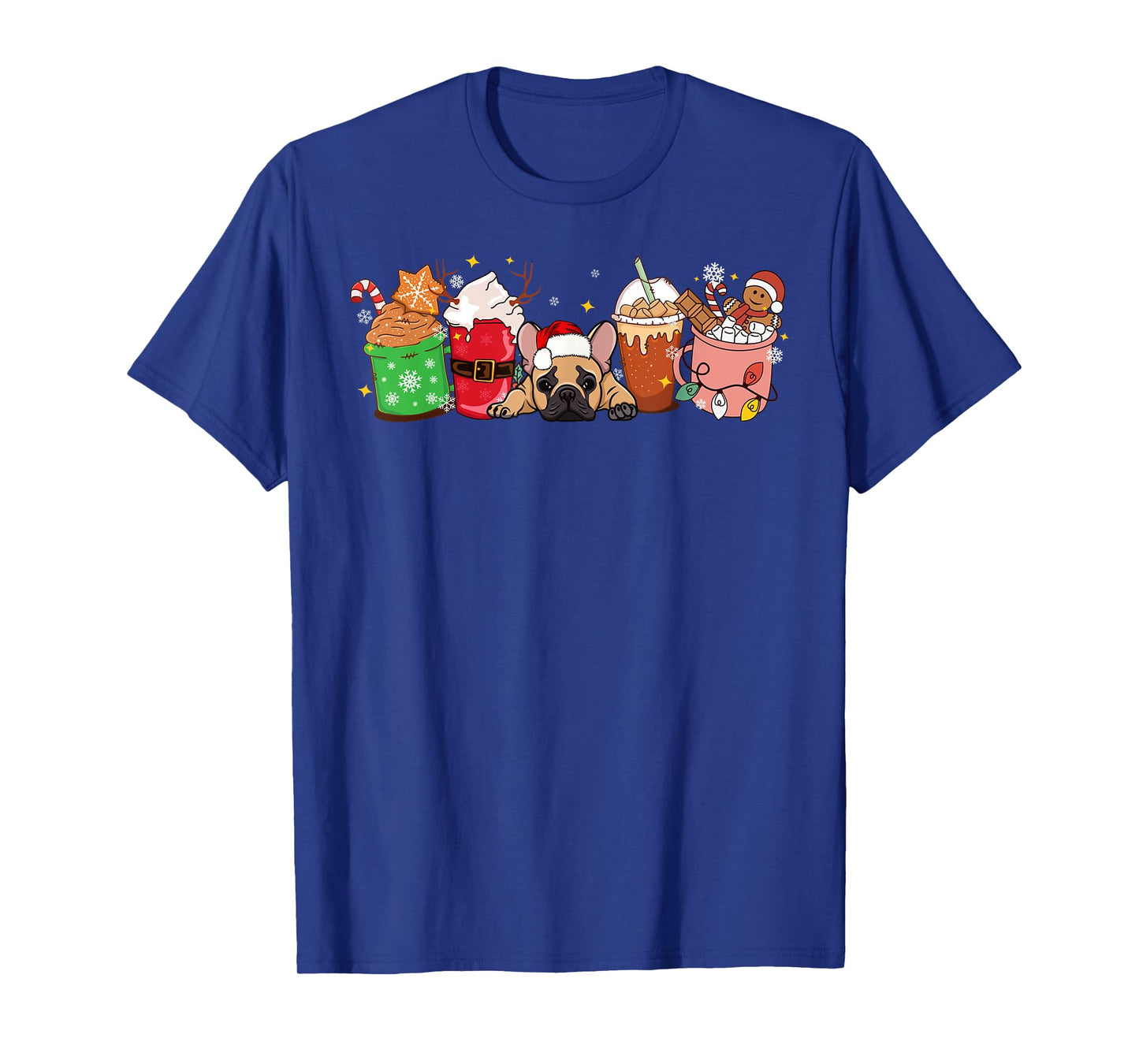 French Bulldog and Coffee Frenchie Mom Dad Xmas Christmas T-Shirt for Men Women