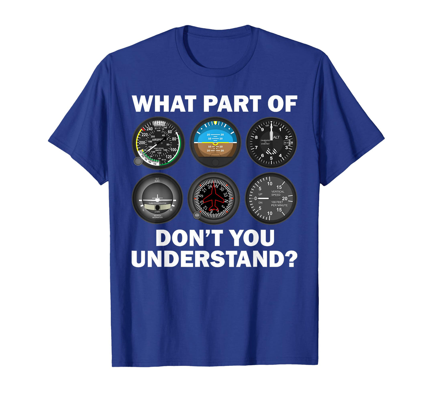 Funny Pilot Art Men Women Aviation Airline Pilot Instruments T-Shirt Small