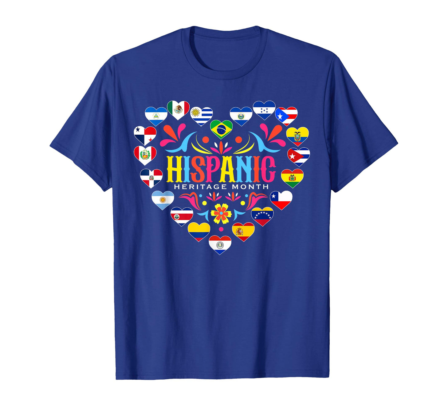 National Hispanic Heritage Month All Countries Flag Heart T-Shirt