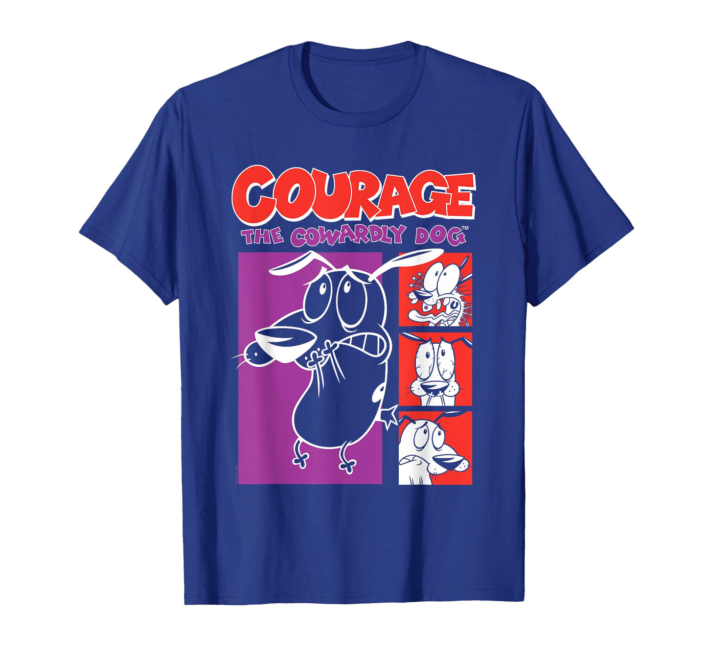 Courage the Cowardly Dog Red and Purple Frames Cartoon T-Shirt