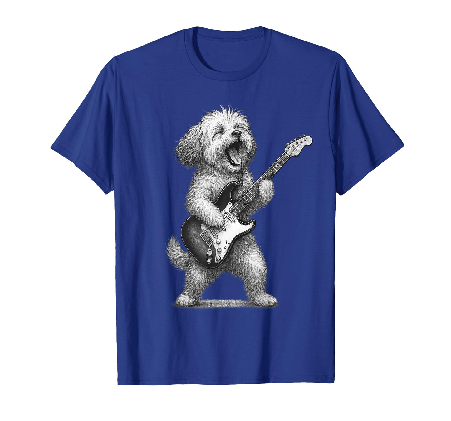 Havanese Dog Playing Guitar Rock Music Dog Lover T-Shirt for Men Women Kids