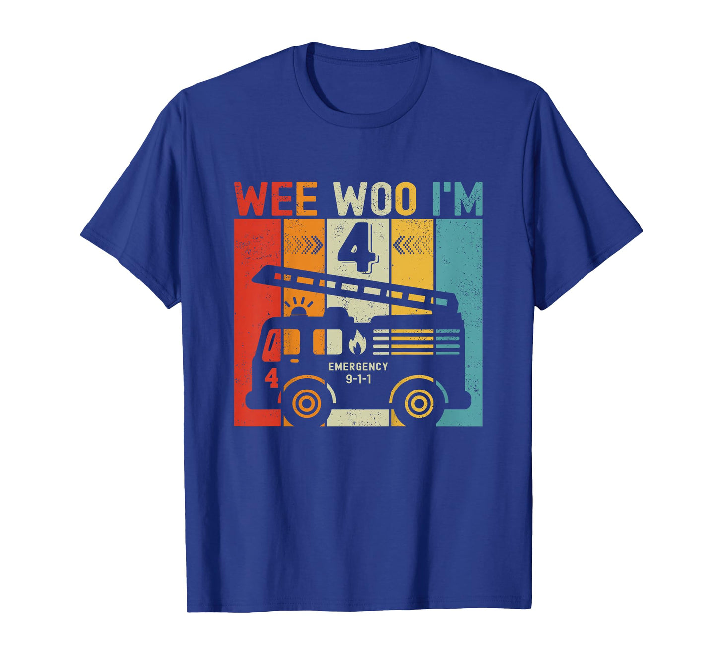 Kids 4th Birthday Boy Firefighter 4 Year Old Boy Fire Truck T-Shirt