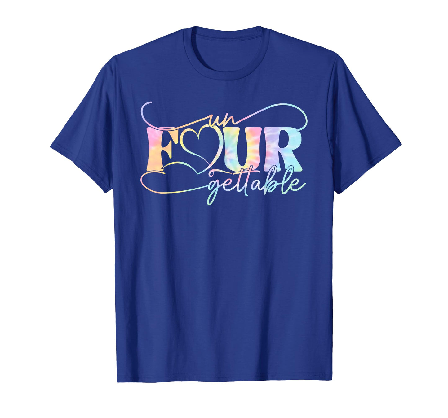Un Four Gettable Heart Tie Dye 4th Birthday Girls Boys Kids T-Shirt