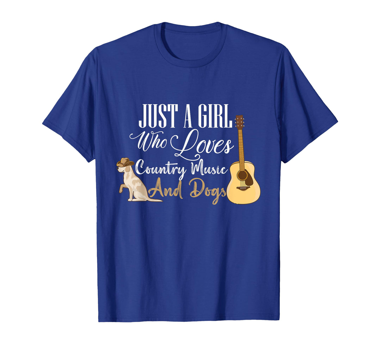 Just A Girl Who Loves Country Music And Dogs Dog Guitar T-Shirt