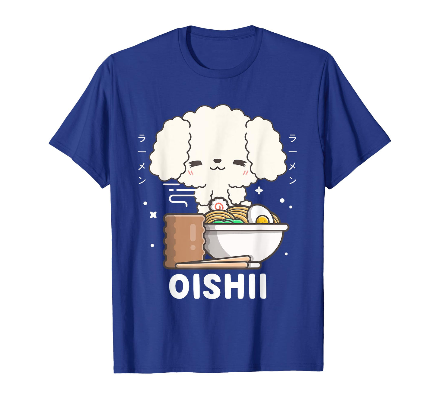 Kawaii Poodle Eats Japanese Ramen Noodles Kawaii Aesthetic T-Shirt