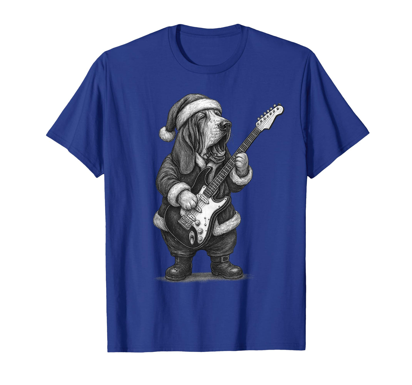 Basset Hound Playing Guitar Christmas Dog Lover T-Shirt