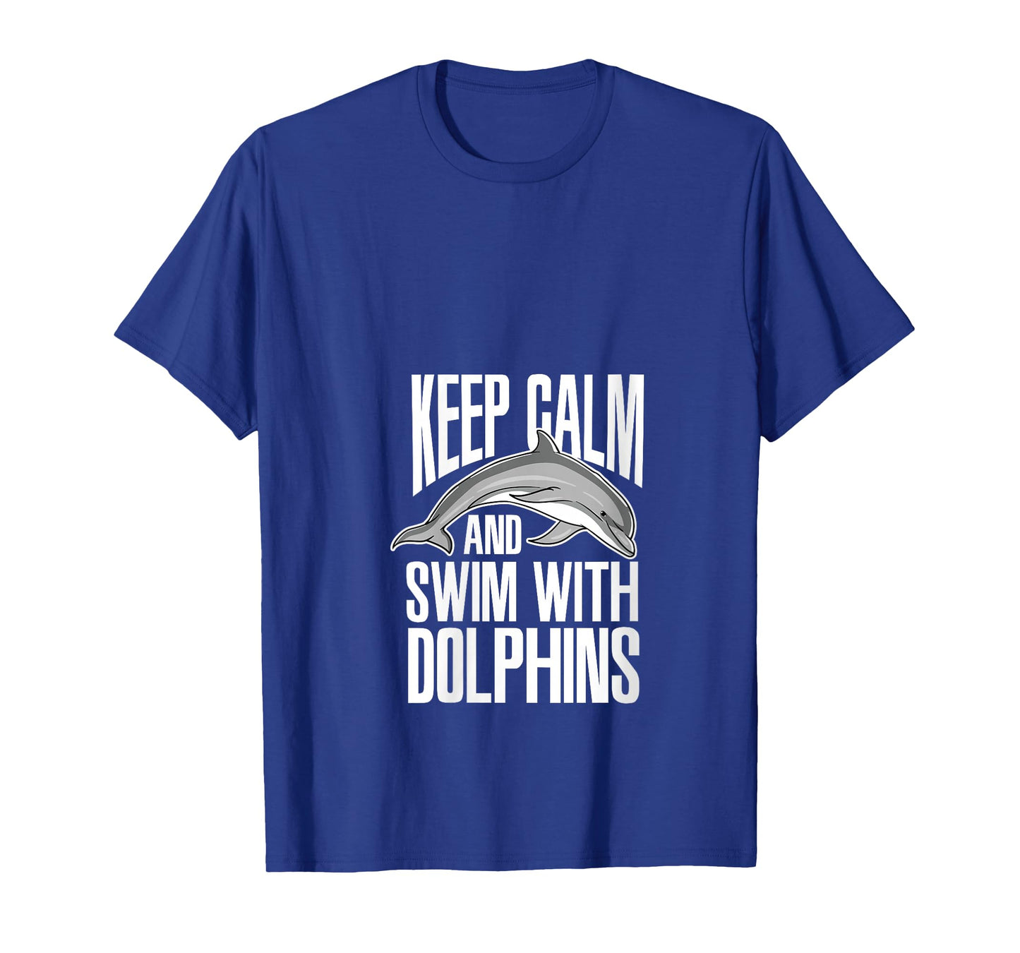 Womens Keep Calm And Swim With Dolphins Cute Dolphin V-Neck T-Shirt