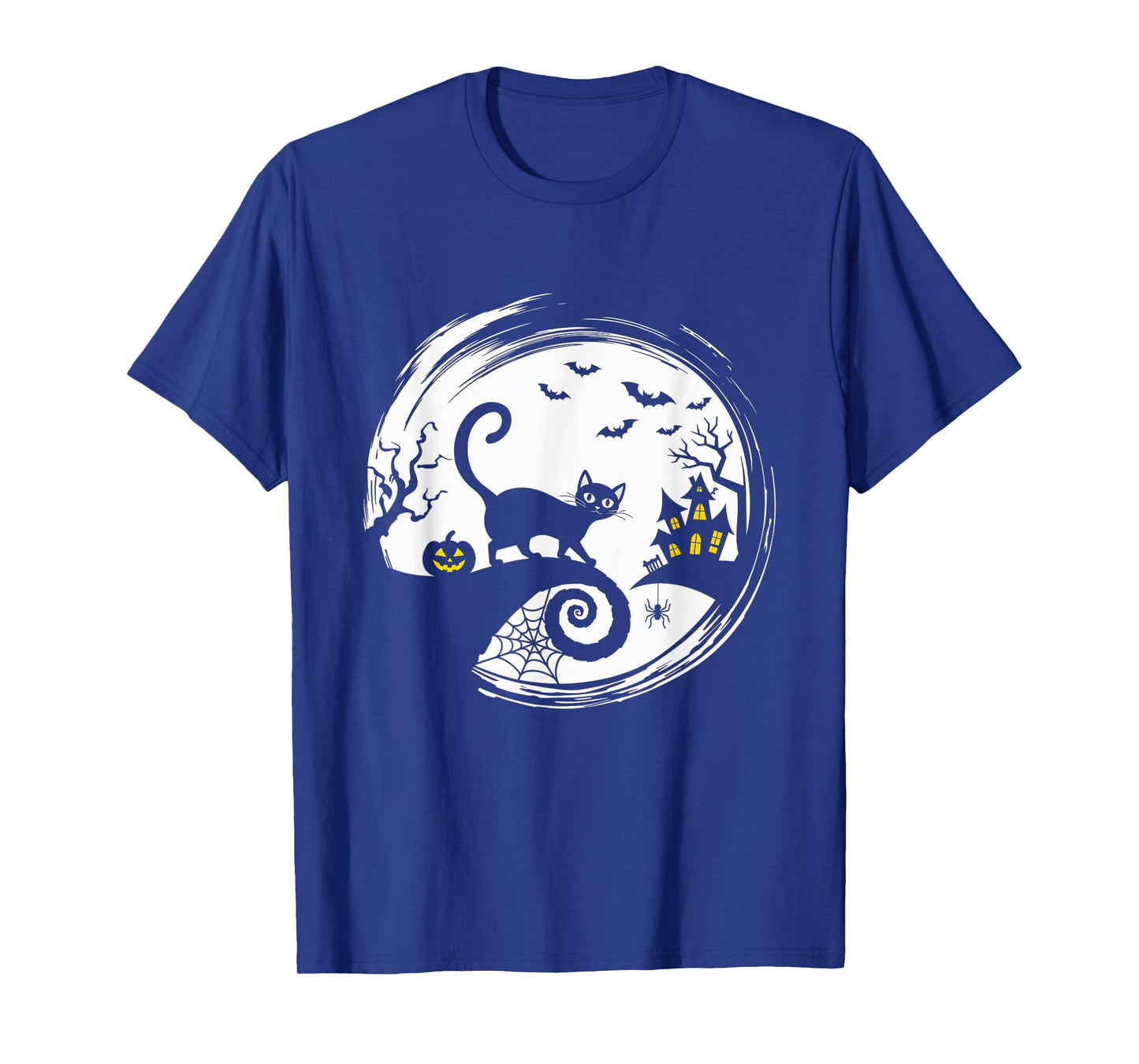 Halloween Cat Pumpkin Bats Spooky Black Cat T-Shirt