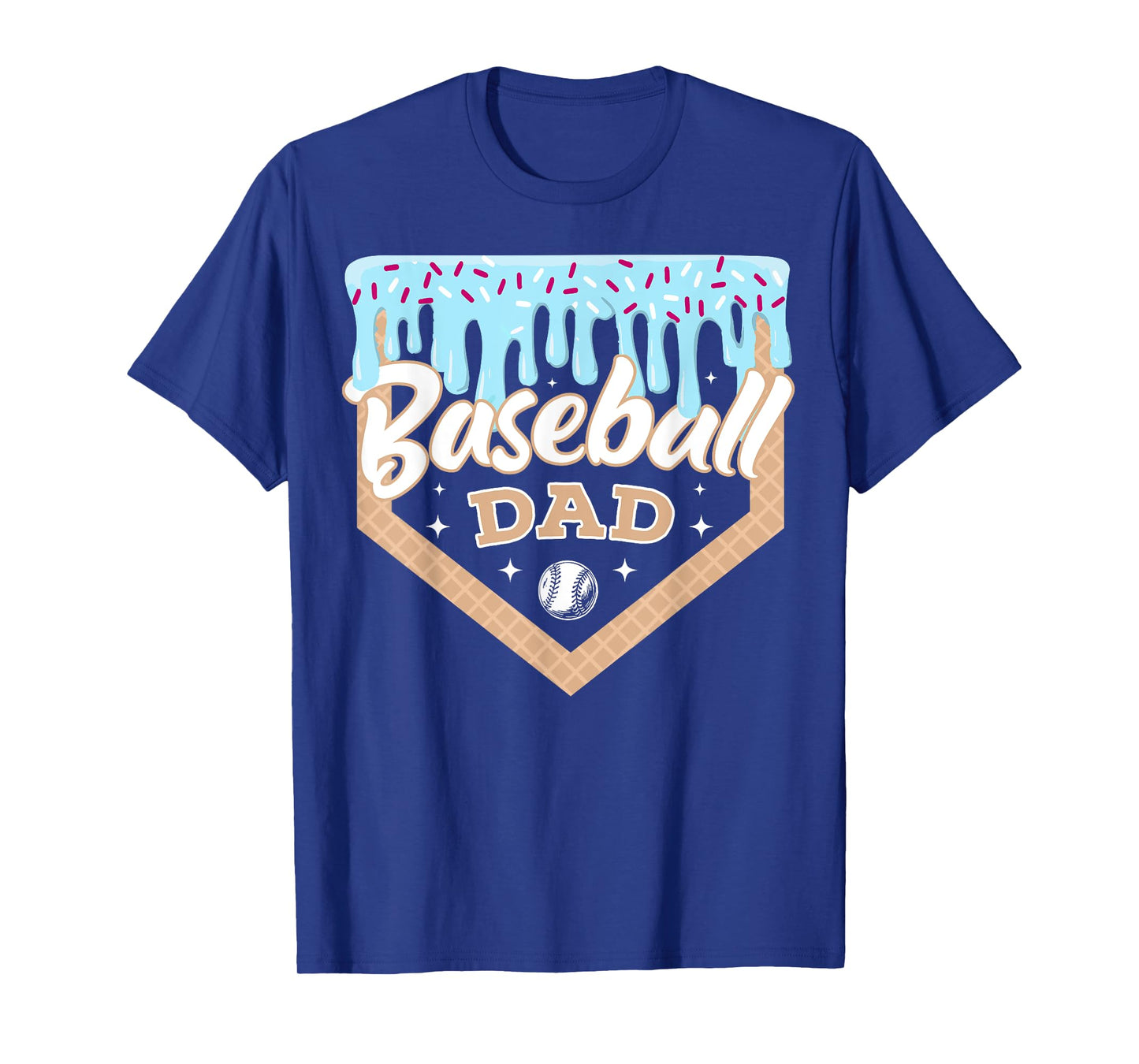 Baseball Drip Dad Ice Cream Home Plate Baseball Fathers Day T-Shirt