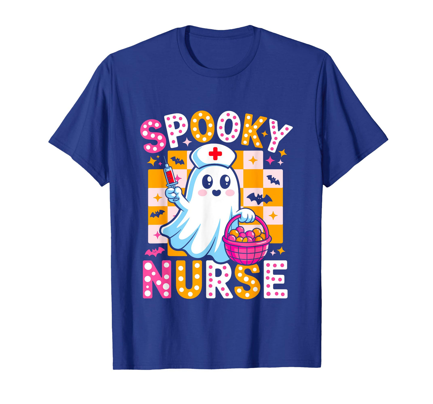 Spooky Ghost Nurse Cute Halloween Pumpkin Candy Costume T-Shirt