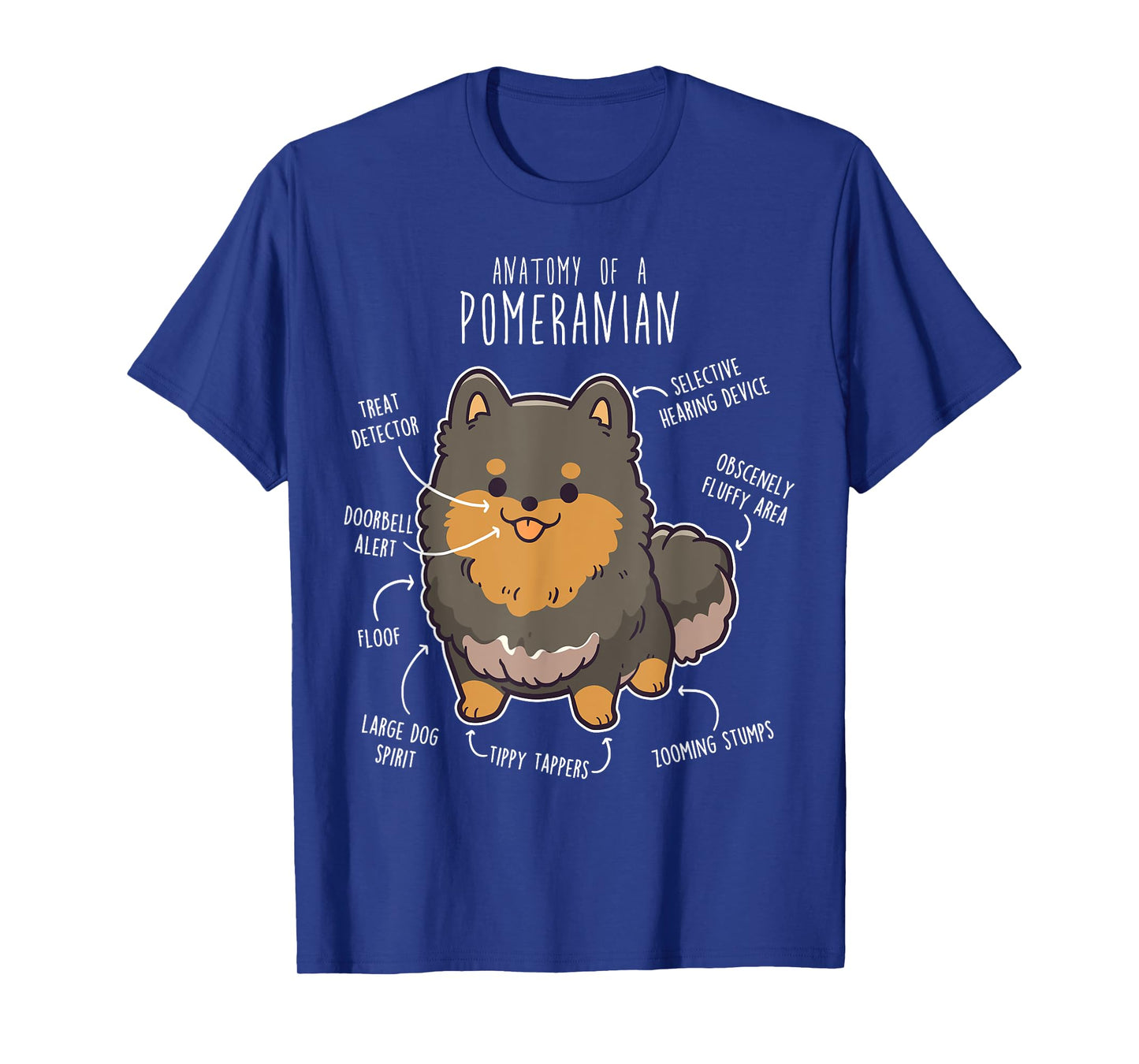 Black and Tan Pomeranian Dog Anatomy, Funny Cute Pet Pom Mom T-Shirt