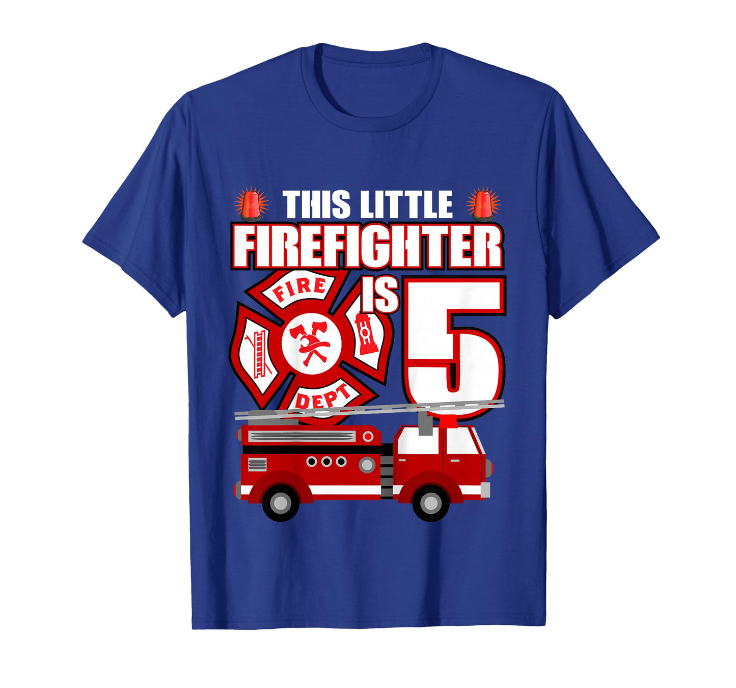 5 Year Old Firefighter Birthday Party Fire Truck 5th Gift T-Shirt