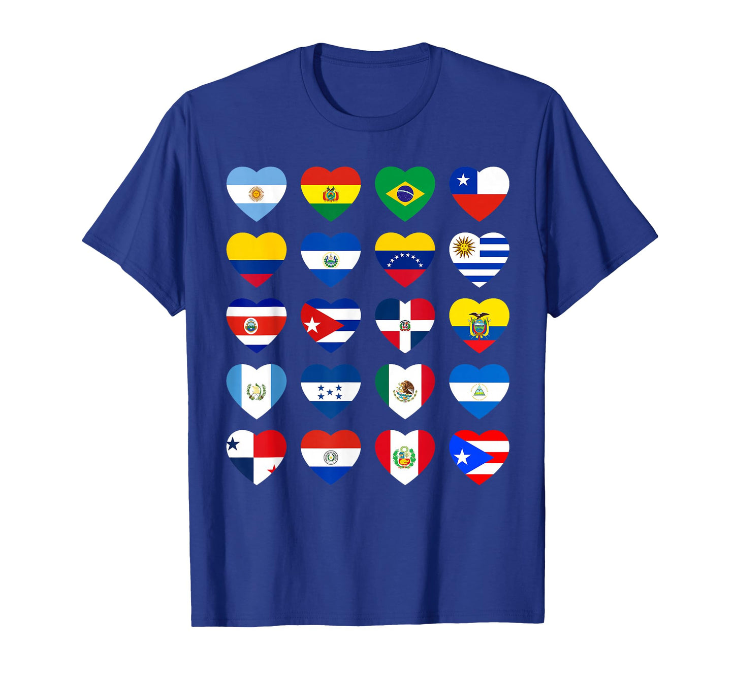Hispanic Heritage Month Latino All Countries Heart Flags T-Shirt