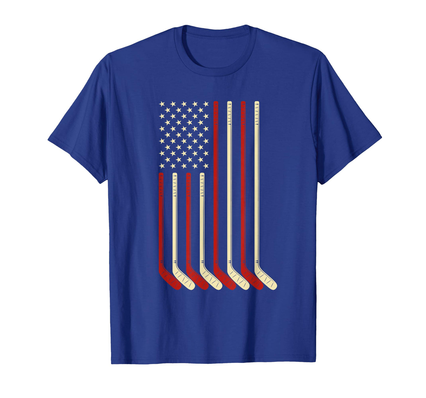 Hockey Goalie Gift USA Flag Hockey Stick Ice Hockey T-Shirt