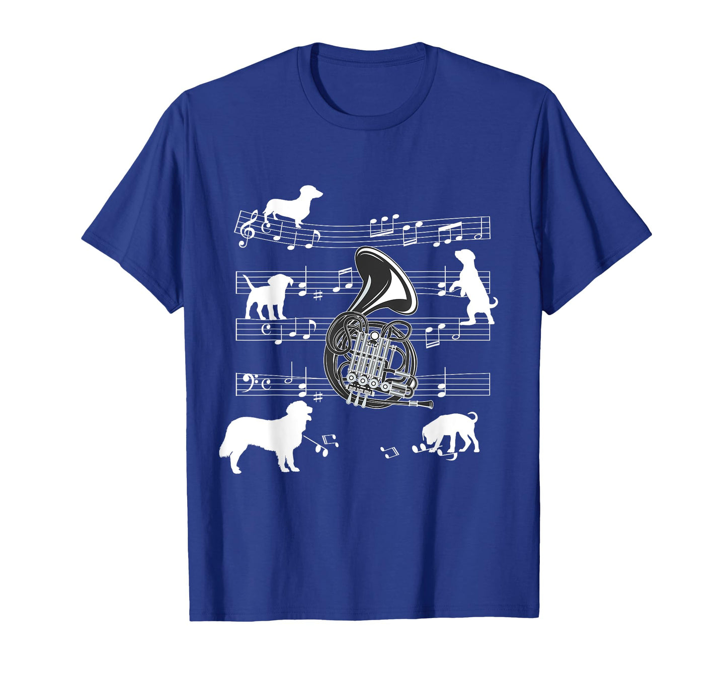 French Horn Player Dog for Horn Player Dogs and French Horn Men Women Girls Kids T-Shirt