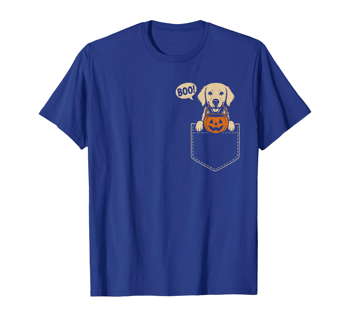 Funny Golden Retriever Halloween Golden Dog Cute Pocket Boo T-Shirt