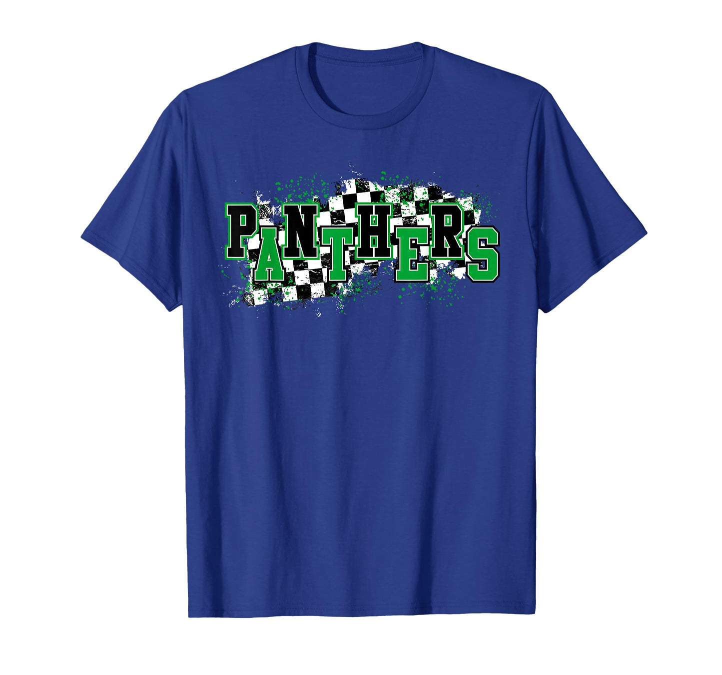 Panthers Checkered Green Panther Pride School Spirit Mascot T-Shirt