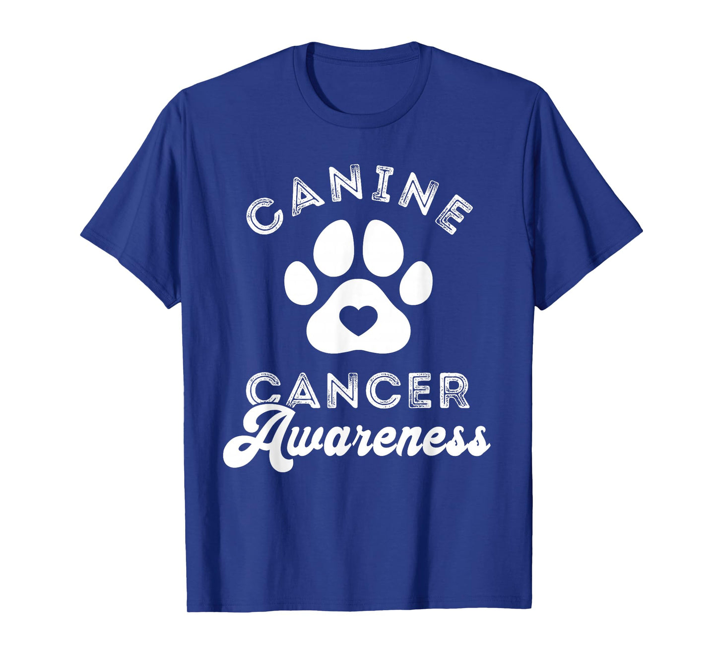 Canine Cancer Awareness Pet Awareness Heart Paw Print T-Shirt