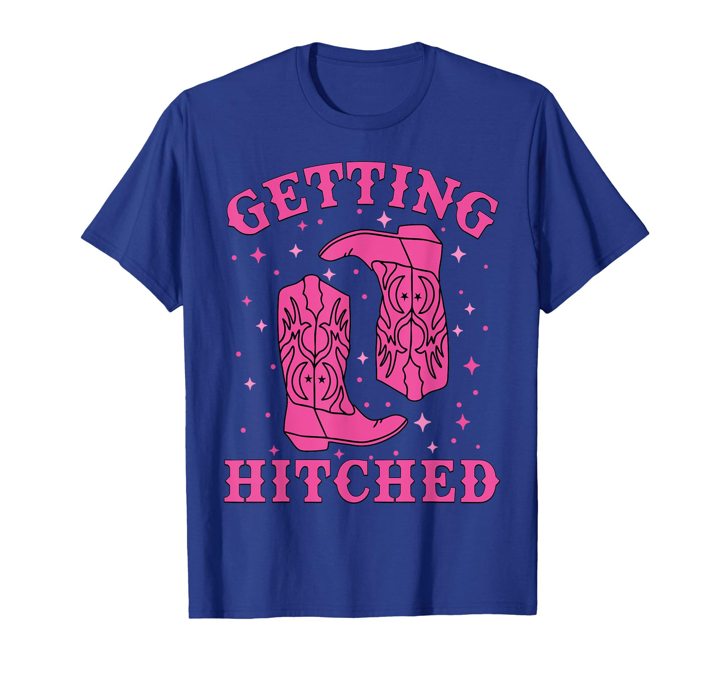 Getting Hitched Bride Groom Western Wedding Bachelorette T-Shirt