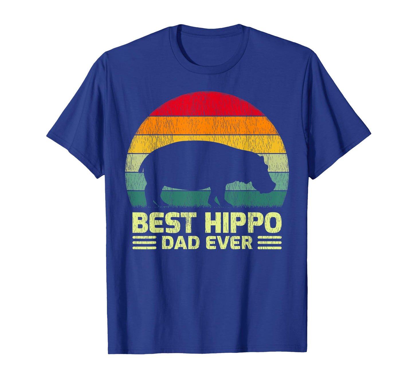 Mens Funny Vintage Best Hippo Dad Ever Father's Day T-Shirt