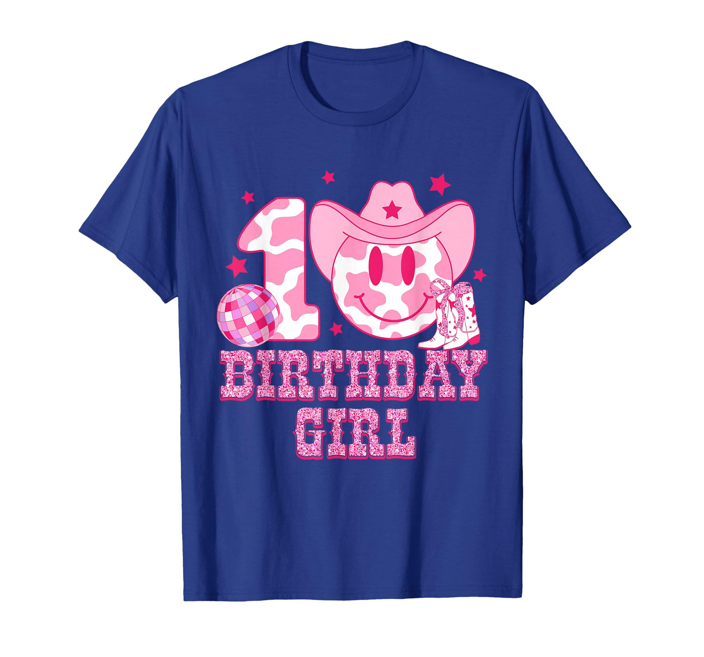10th Birthday Girls 10 Year Old Cowgirl Western Disco Ball T-Shirt