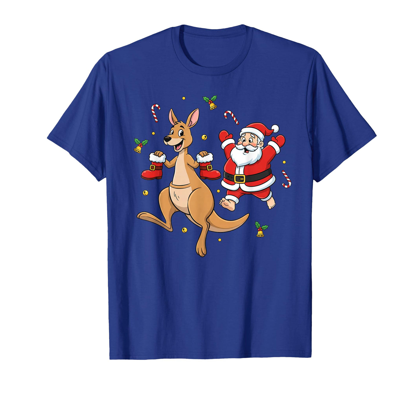 Funny Kangaroo Santa Claus Boots Christmas Womens Mens Kids T-Shirt