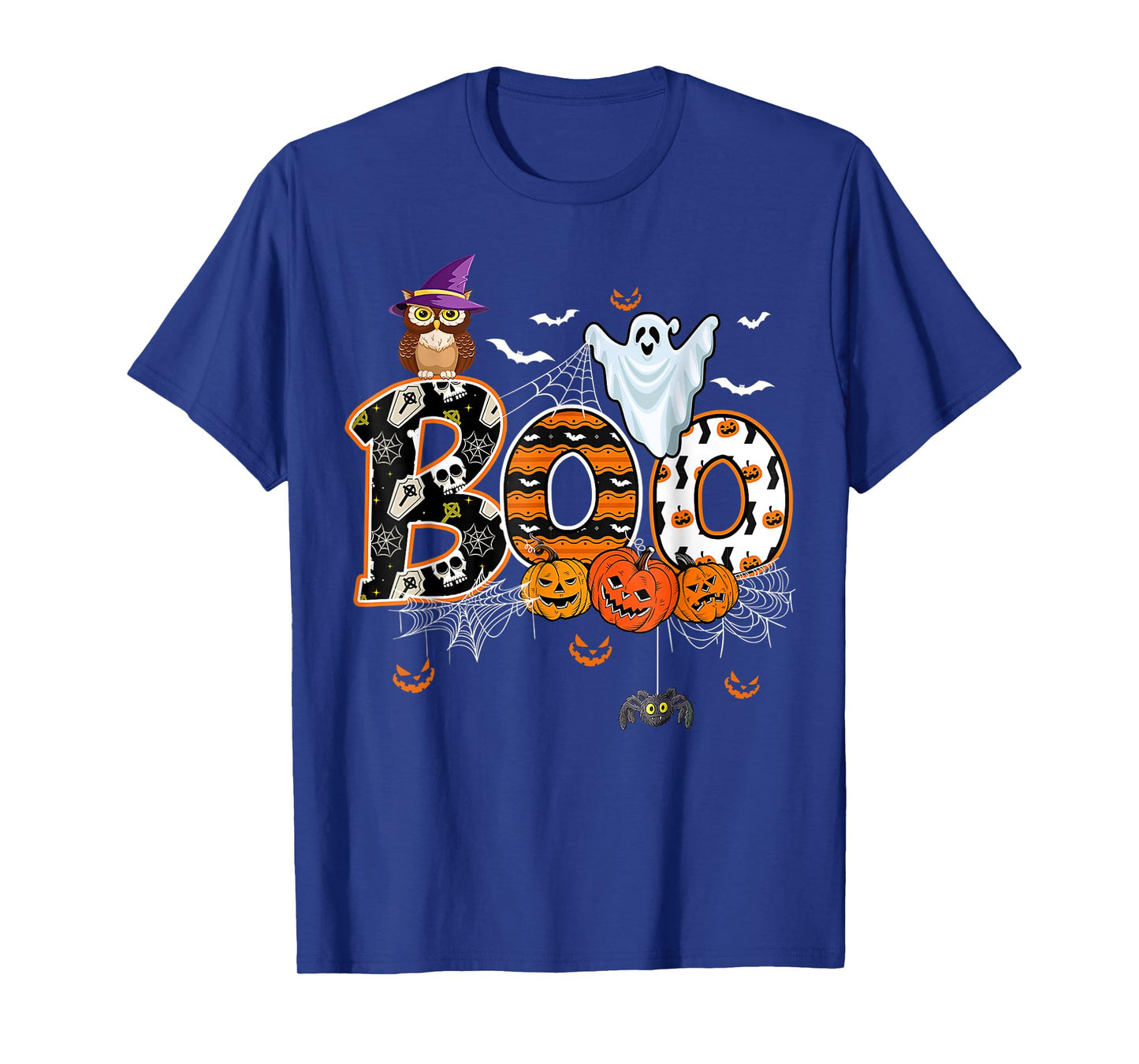 Boo Creepy Owl Pumpkin Ghost Funny Halloween Costume T-Shirt