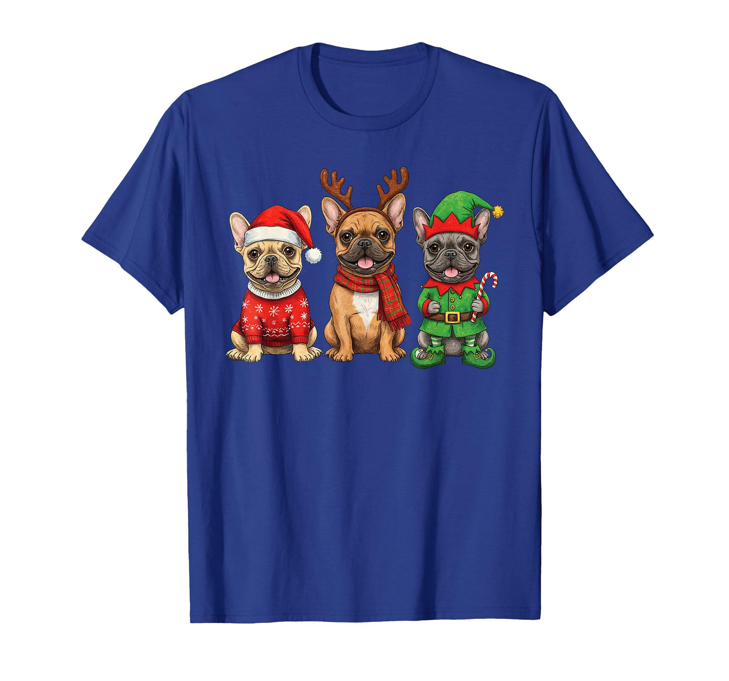 French Bulldog Christmas Lights Reindeer Santa Dog Lovers T-Shirt