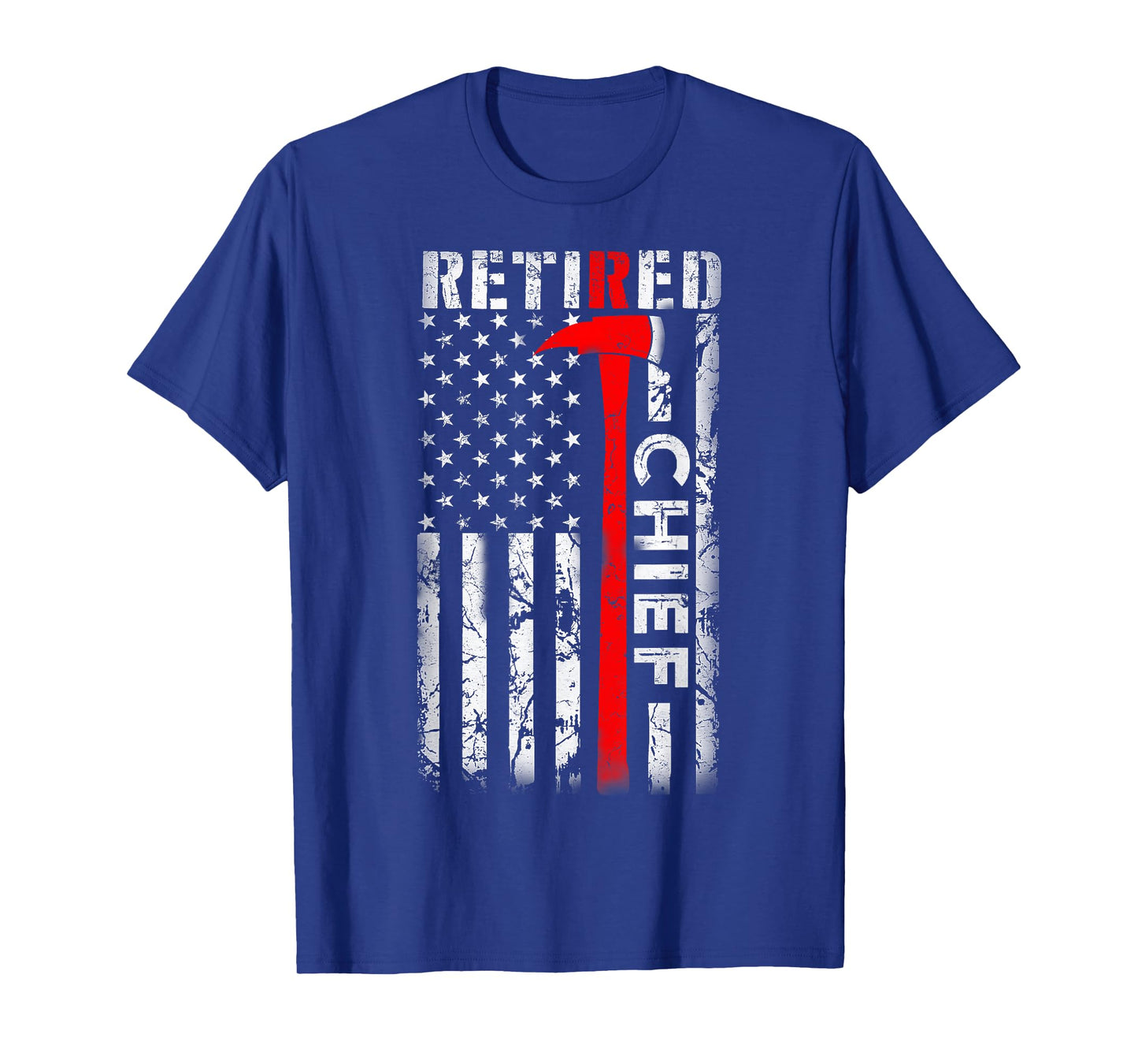 Retired Fire Chief Firefighter Rank Retirement US flag Gifts T-Shirt