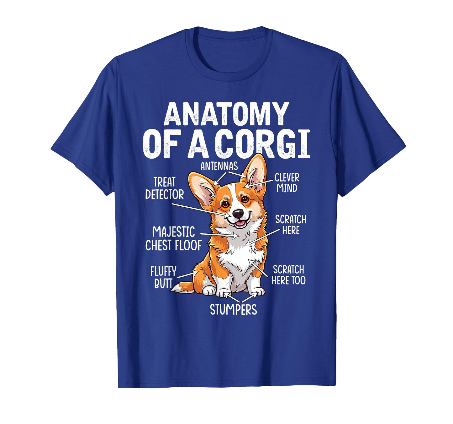 Anatomy of a Corgi Funny Dog Diagram Humor Cute Dog Parts T-Shirt