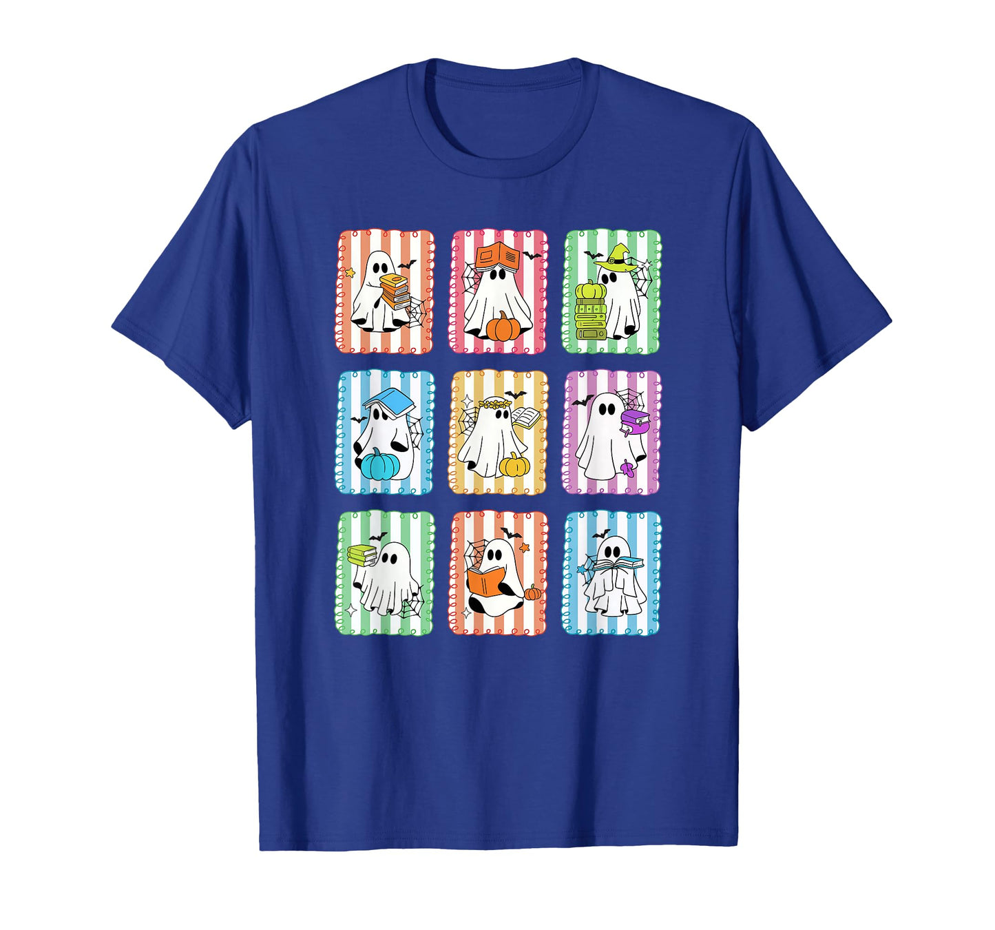Preppy Ghost Reading Books Teacher Halloween Librarian T-Shirt