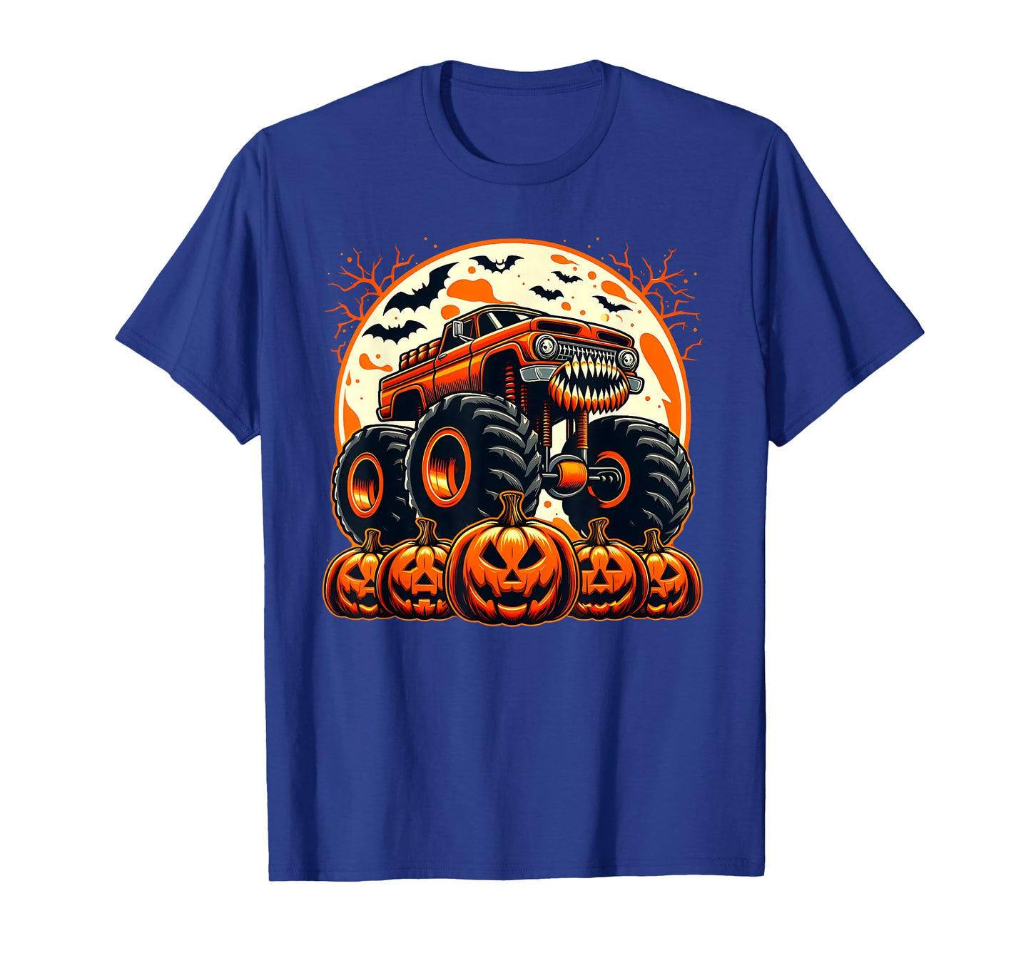 Monster Truck Ghost Pumpkin Halloween Costume Boys Toddler T-Shirt