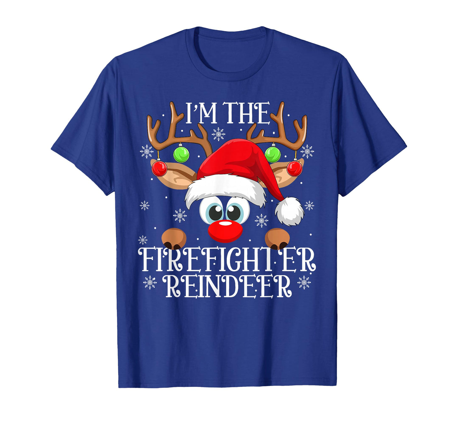Firefighter Reindeer Christmas Family Matching Funny Xmas T-Shirt