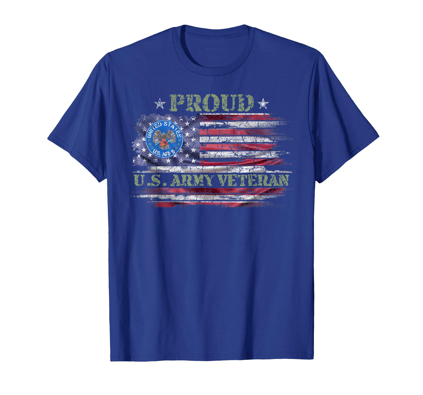 Vintage USA American Flag Proud US Army Veteran Military T-Shirt