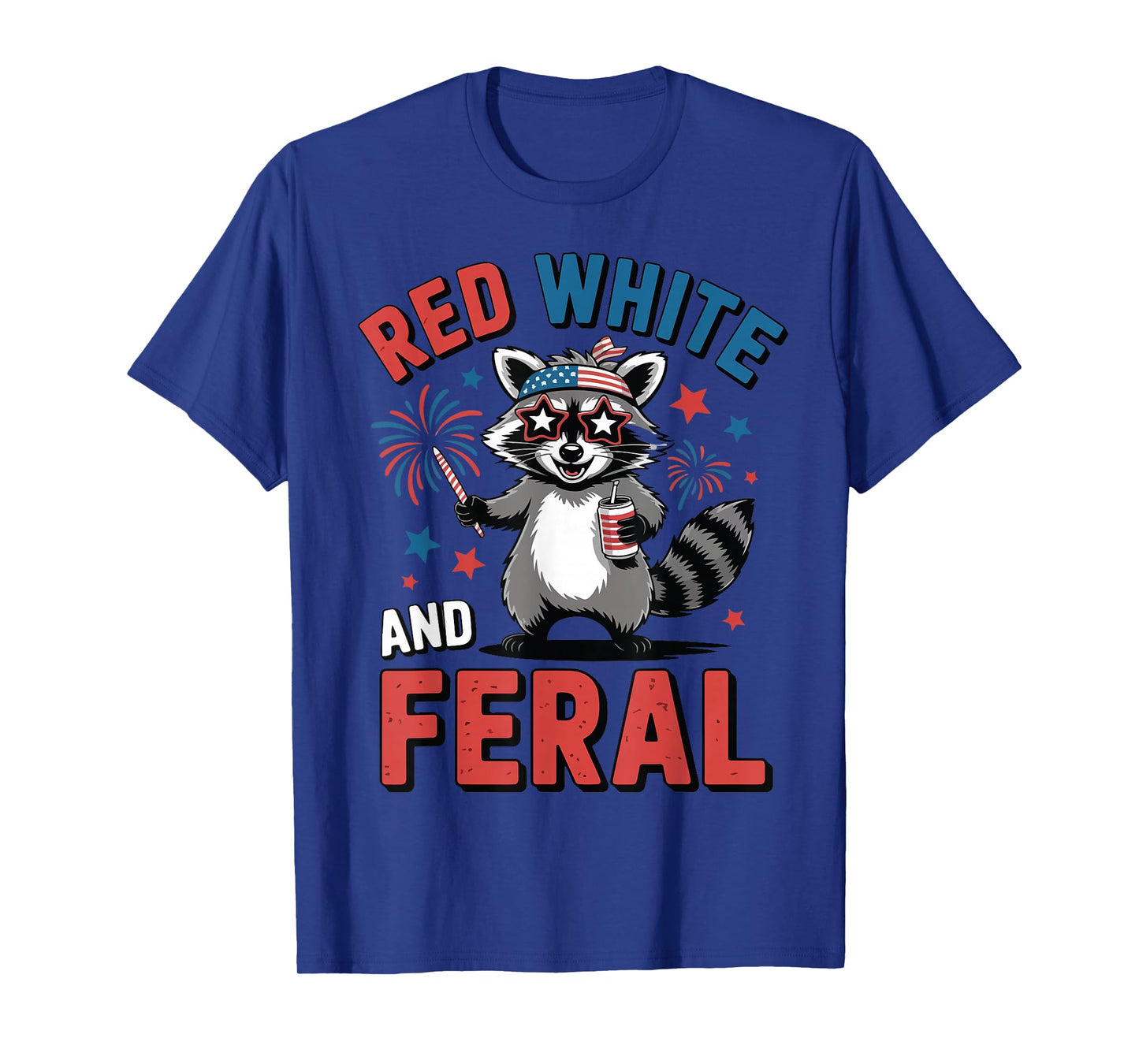 Red White Feral Raccoon Boy Toddler Funny Raccoon Patriotic T-Shirt