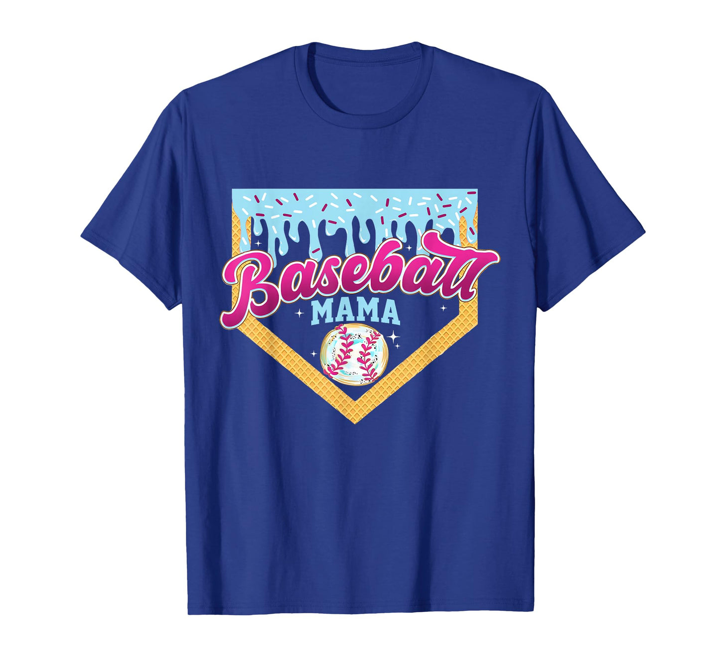 Baseball Mama Home Plate Ice Cream Drip Baseball Mom T-Shirt