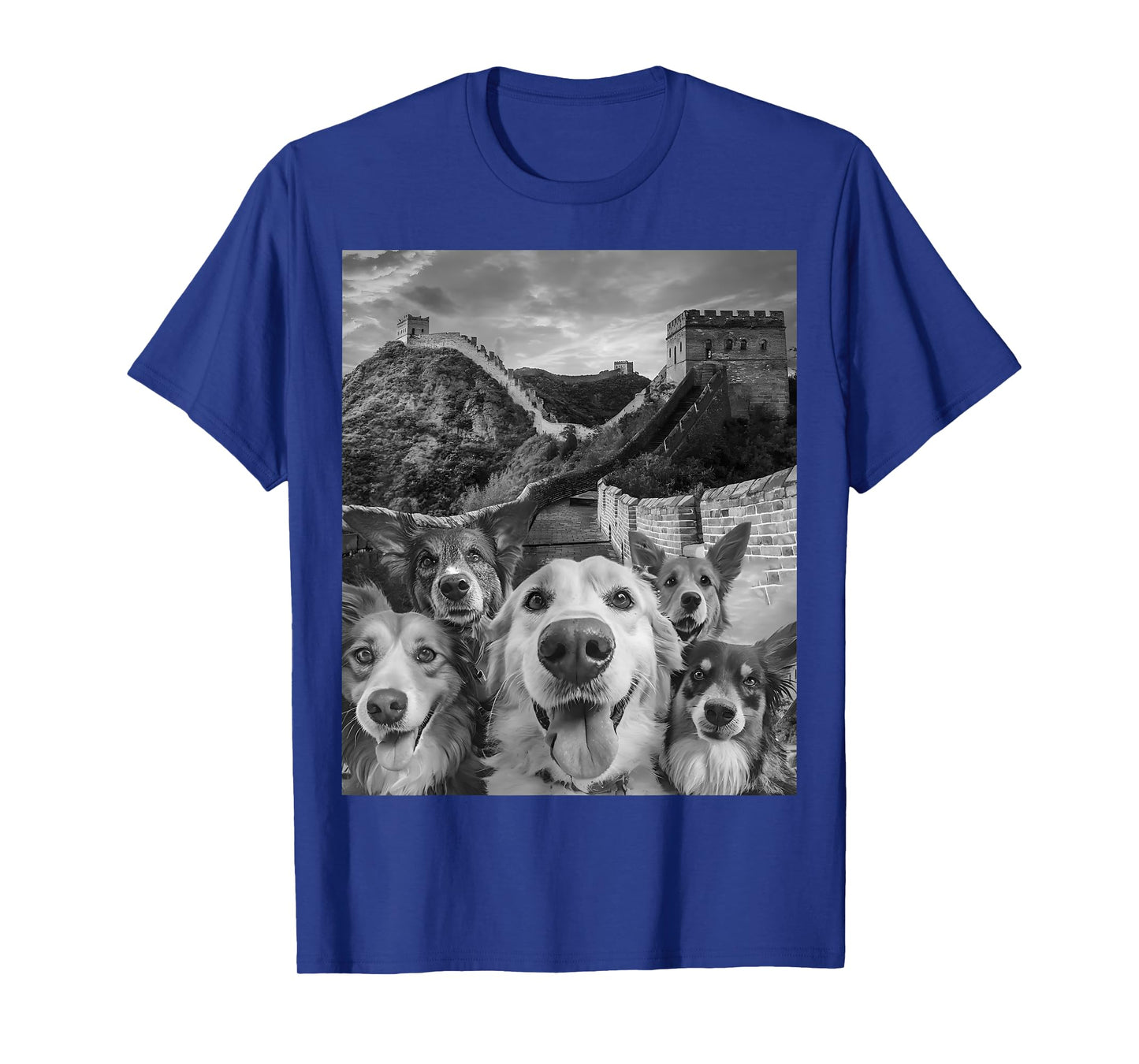 Dog Squad Selfie Great Wall Funny Animal Casual Outfit T-Shirt