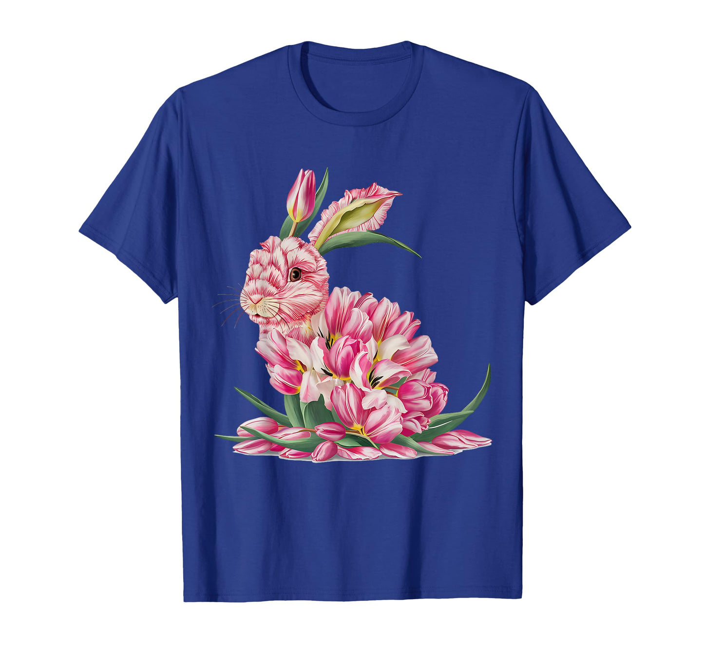 Easter Bunny Tulip Flower Girls Women Rabbit Easter Floral T-Shirt