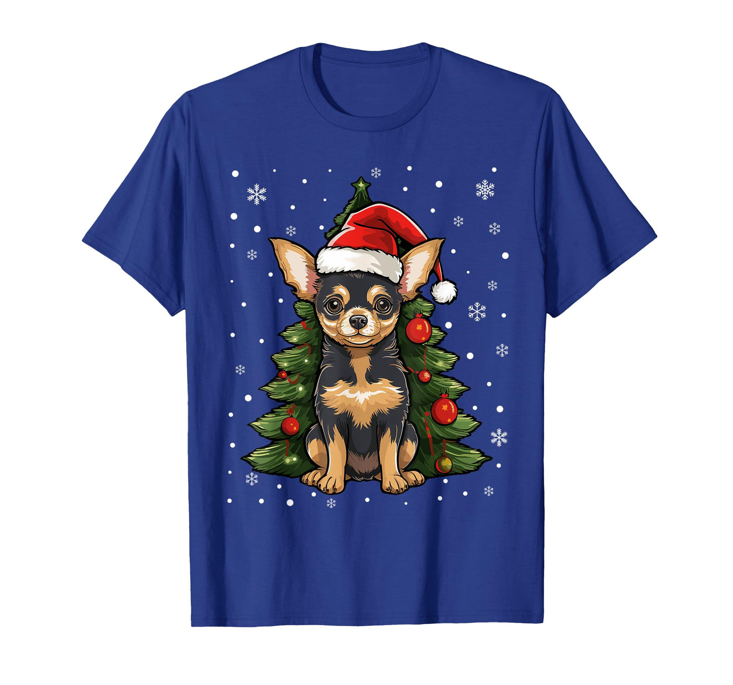 Chihuahua Dog Christmas Tree Santa Hat Xmas Pajama T-Shirt
