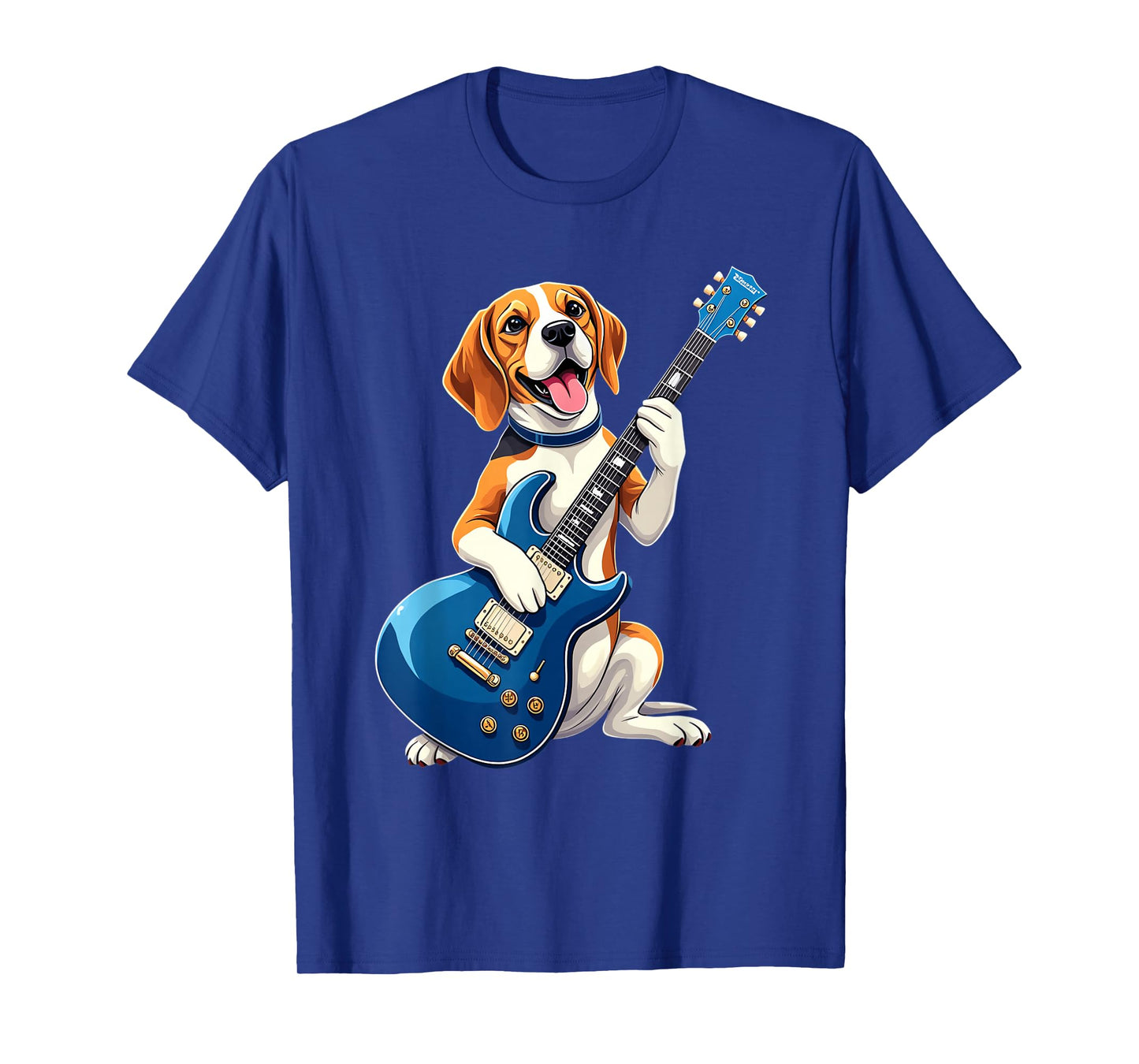 Funny Beagle Dog Playing Electric Guitar Design Music Lovers T-Shirt