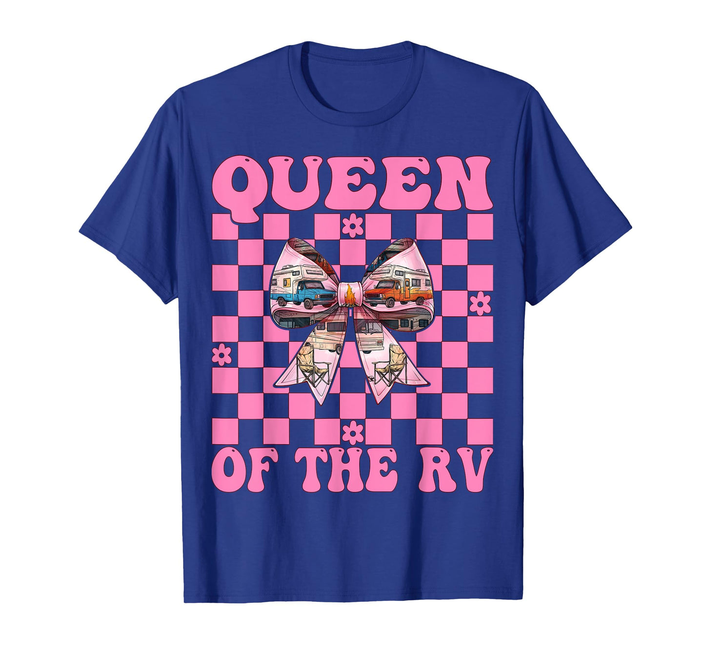 Queen of The Rv Camping Camper Motorhome Girl Mom Coquette T-Shirt
