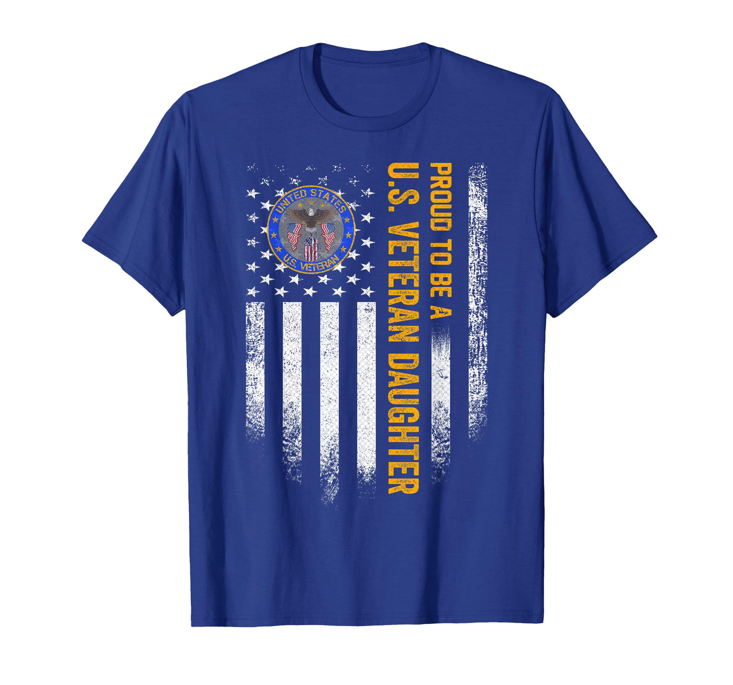 Vintage USA Flag Proud To Be A US Military Veteran Daughter T-Shirt for Women Men
