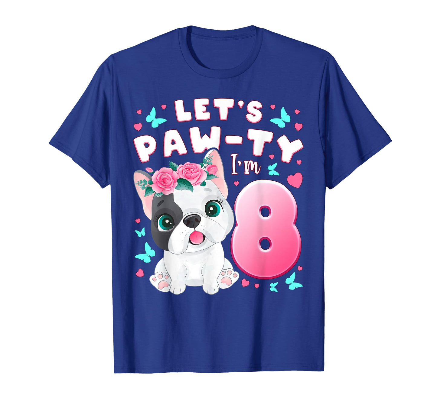 8th Birthday Girl 8 Years Dog Puppy Number 8 T-Shirt
