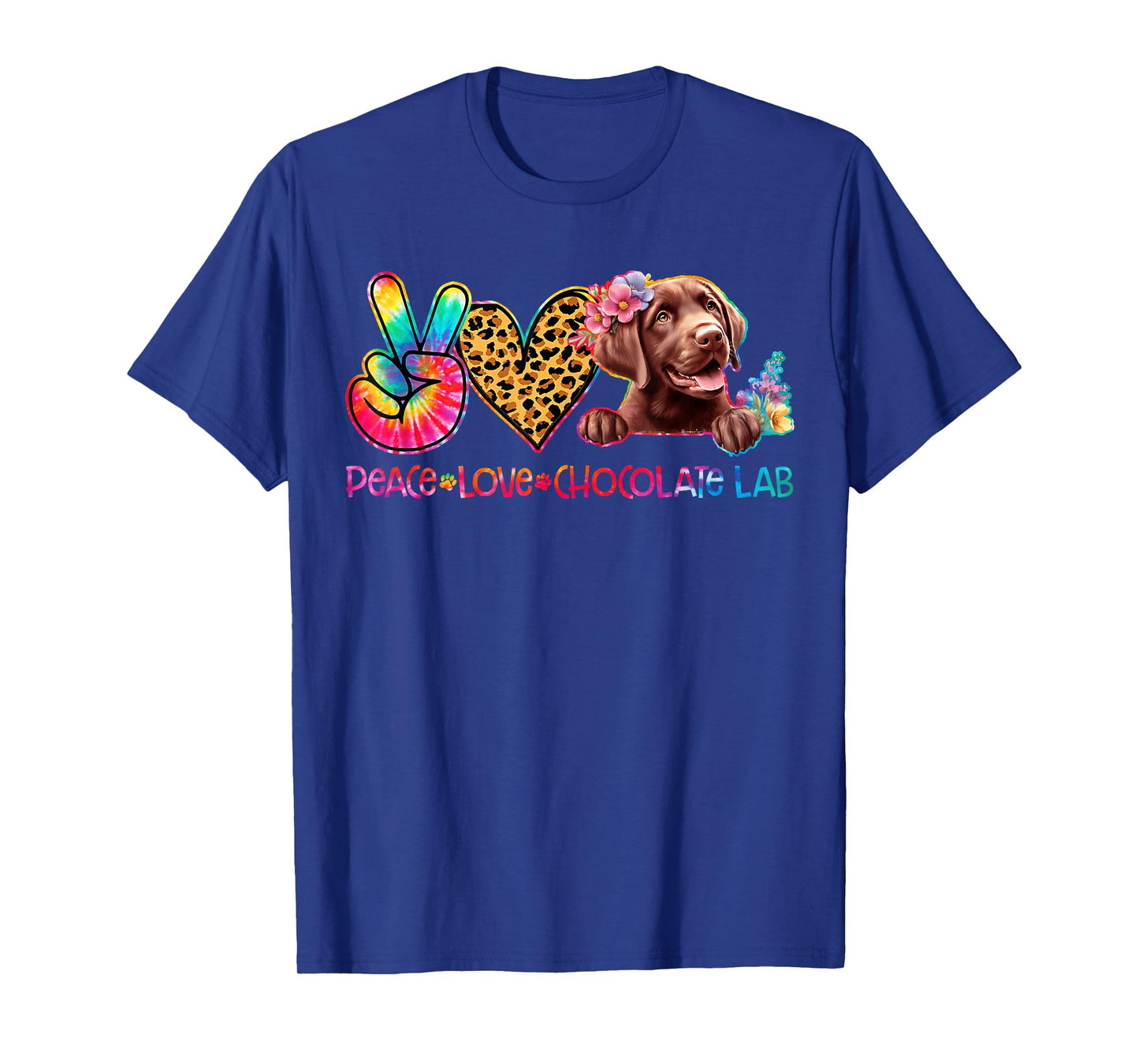 Peace Love Chocolate Lab Tie Dye Dog Lover T-Shirt for Men Women Kids