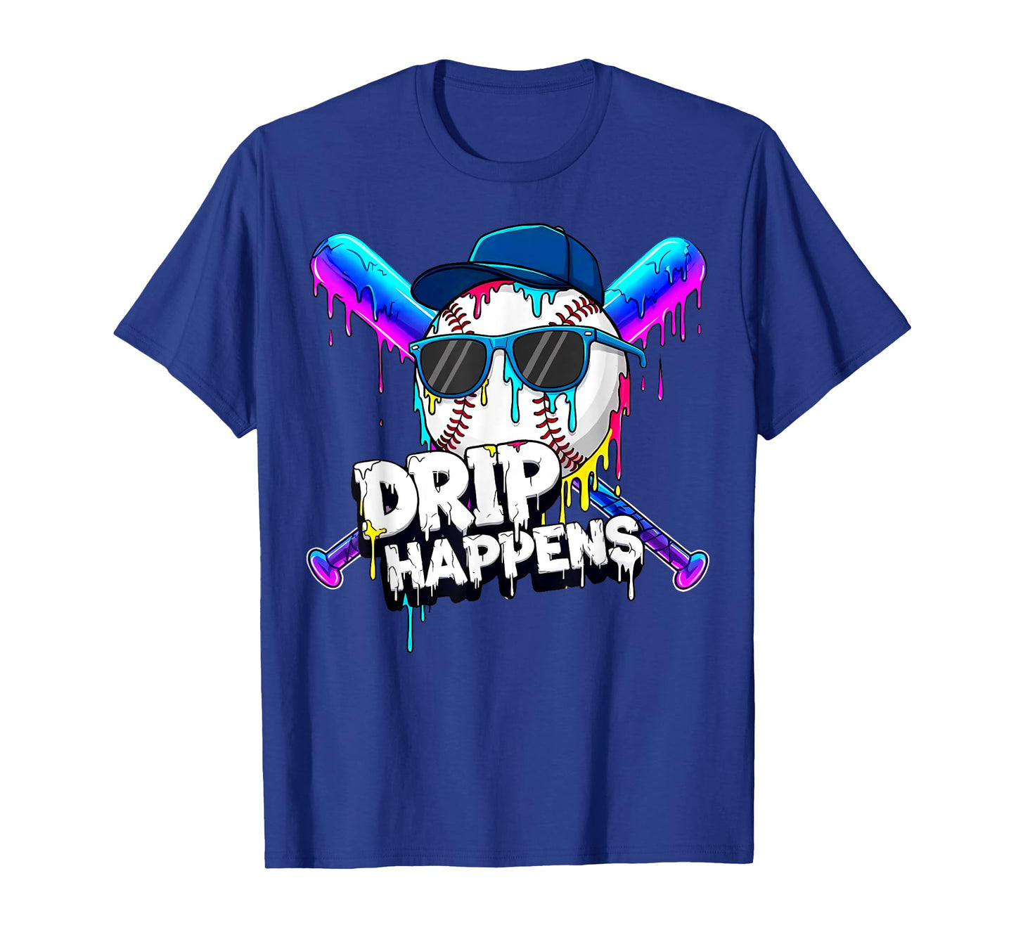 Funny Baseball Drip for Boys Kids Youth Dripping Ice Cream T-Shirt