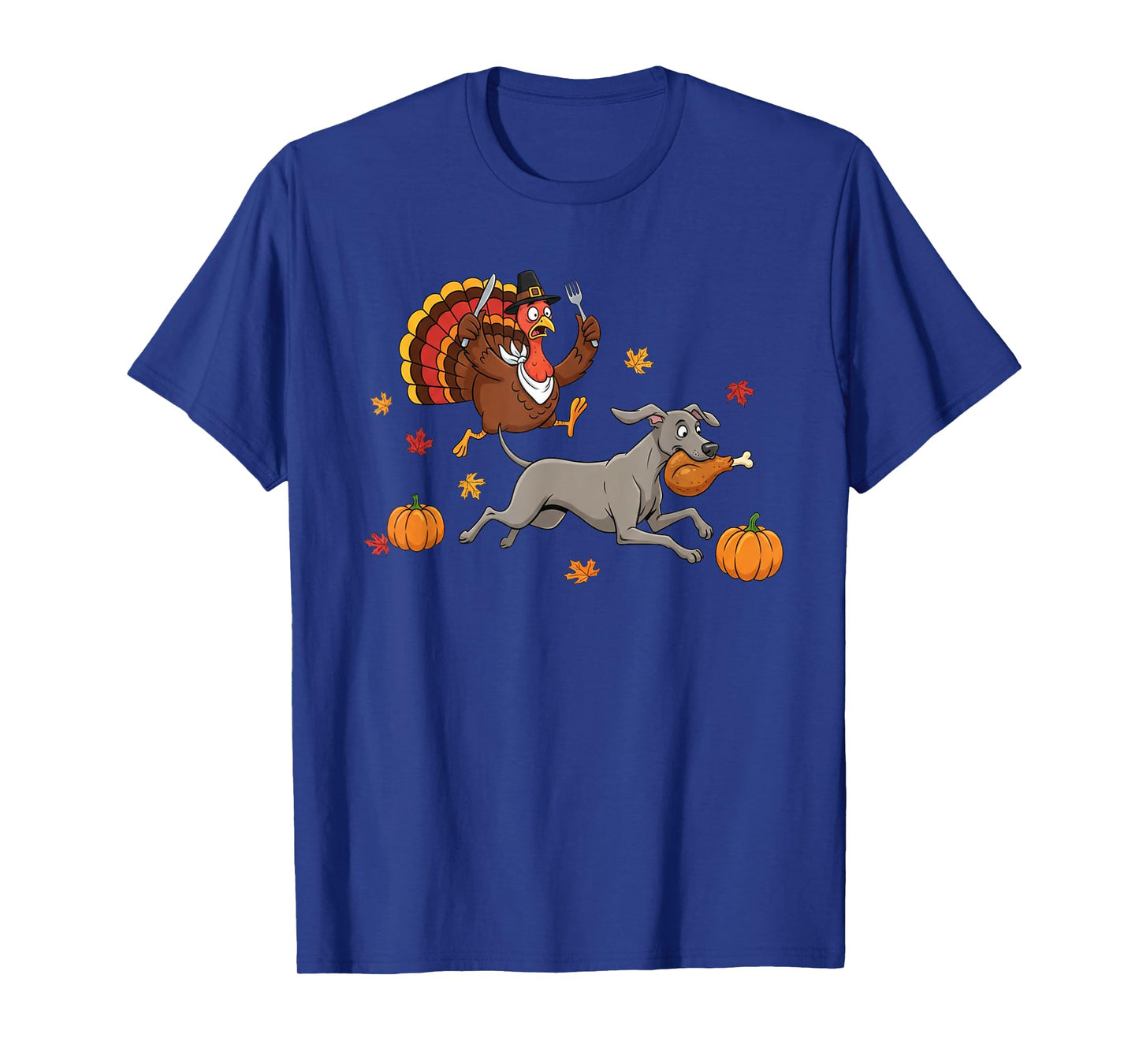 Funny Weimaraner Turkey Autumn Thanksgiving Womens Mens Kids T-Shirt