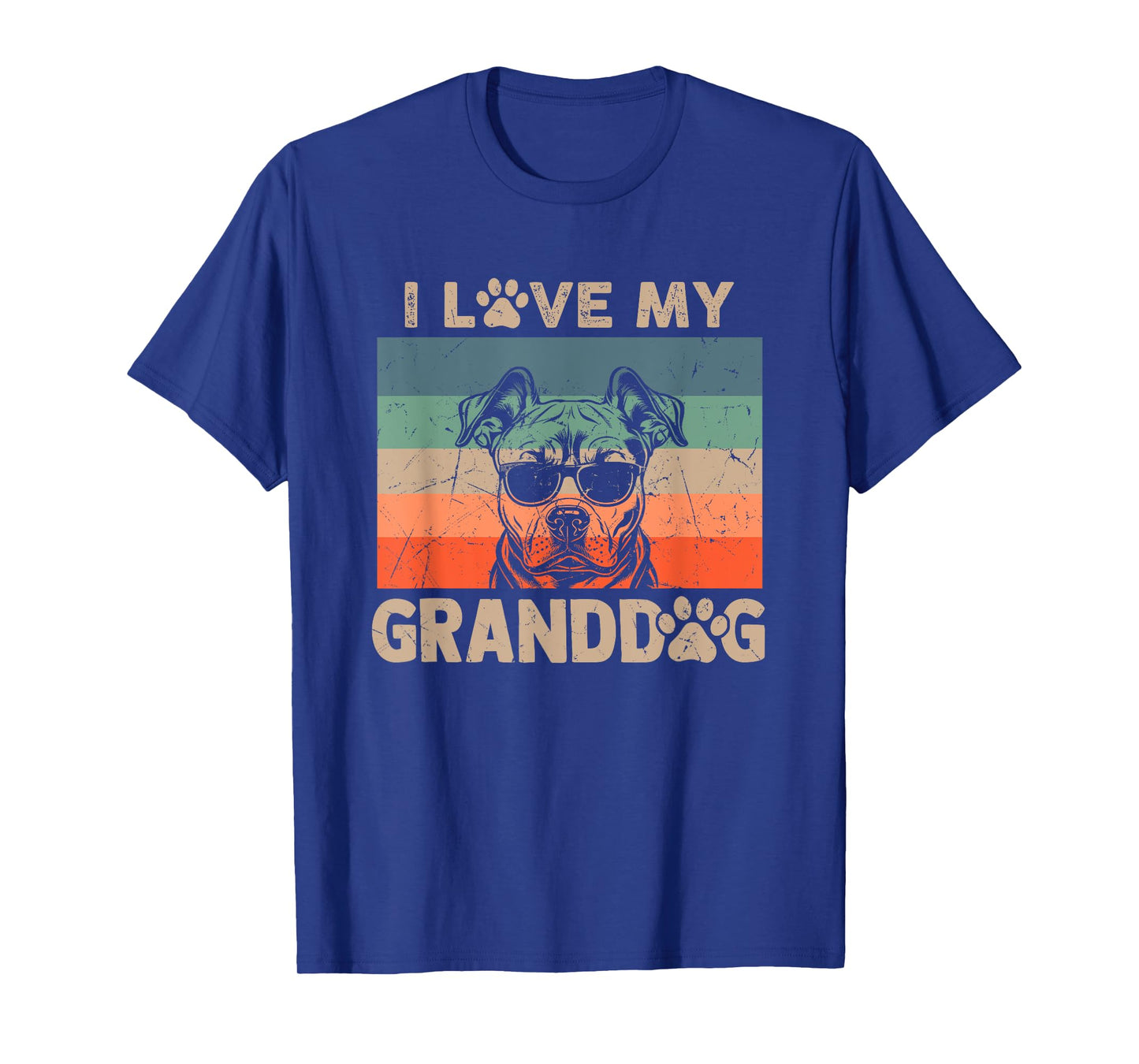 I Love My Granddog Pitbull Grandma Grandpa Dog Owner Dog Paw Men Women Kids T-Shirt