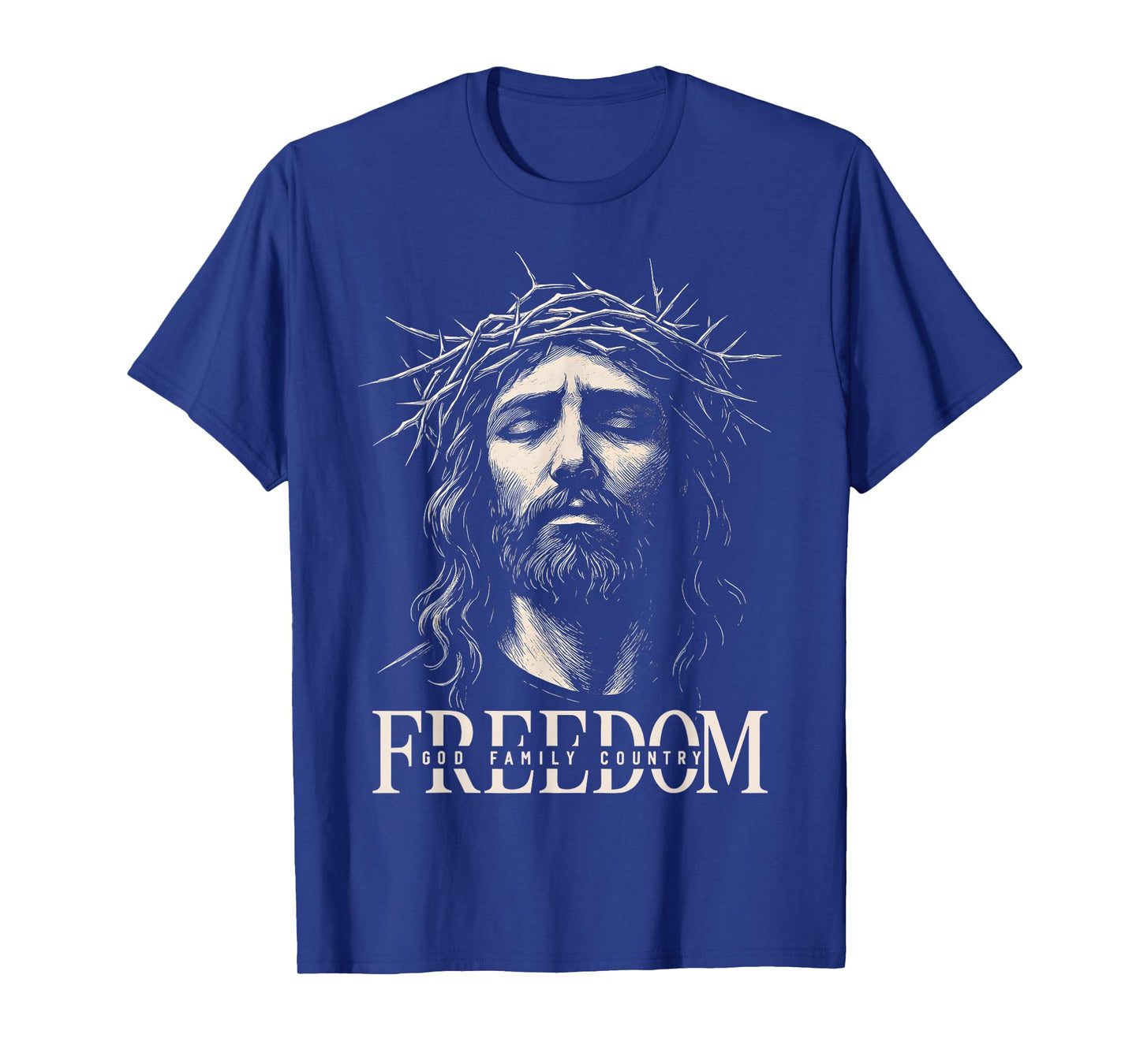 HUGvyn Freedom Jesus Christian Face Crown God Family Country T-Shirt