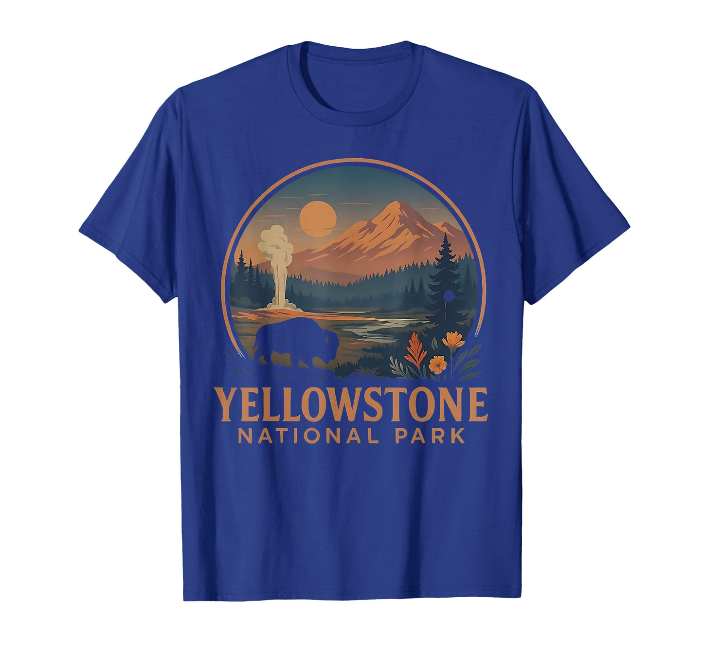 Yellowstone National Park US Bison Vintage Hiking Camping T-Shirt